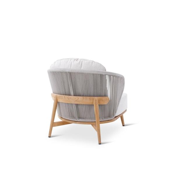GABOR lounge chair teak naturel, grey weaving incl cushions clay