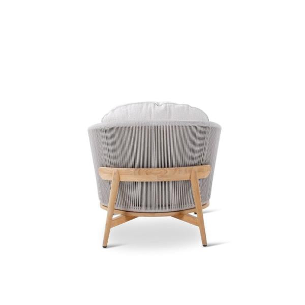 GABOR lounge chair teak naturel, grey weaving incl cushions clay