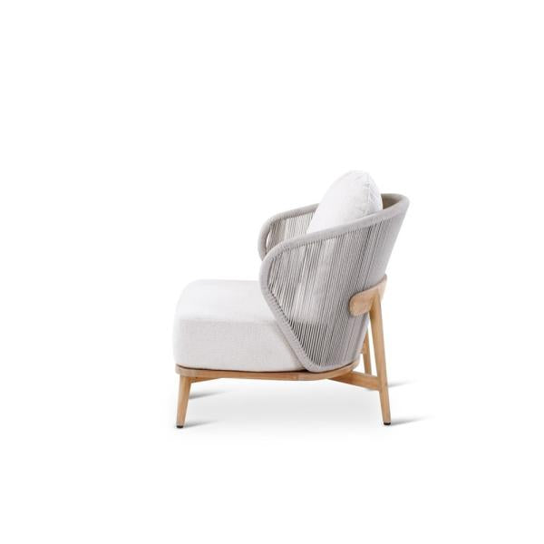 GABOR lounge chair teak naturel, grey weaving incl cushions clay