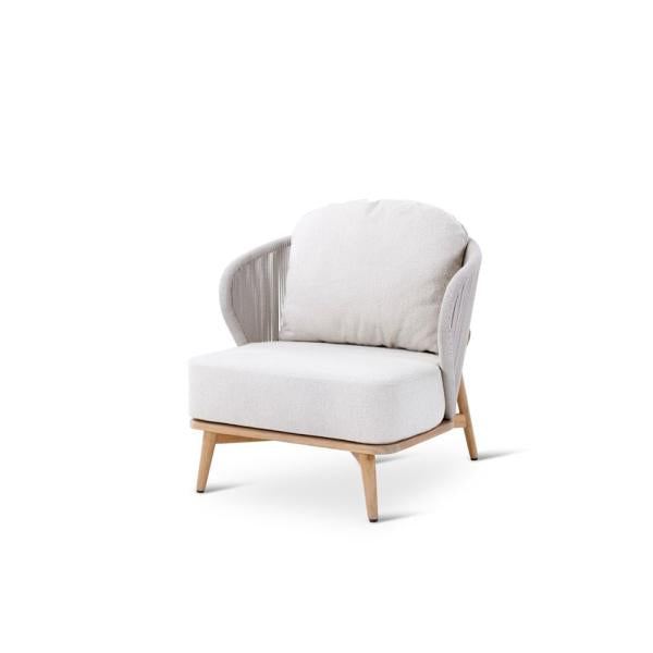 GABOR lounge chair teak naturel, grey weaving incl cushions clay
