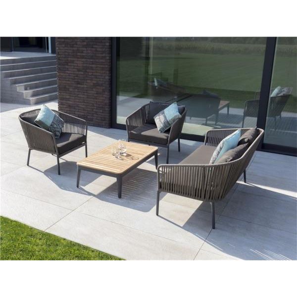 CLAVO 2-seater anthracite alu, textilene taupe incl cushions midnight grey