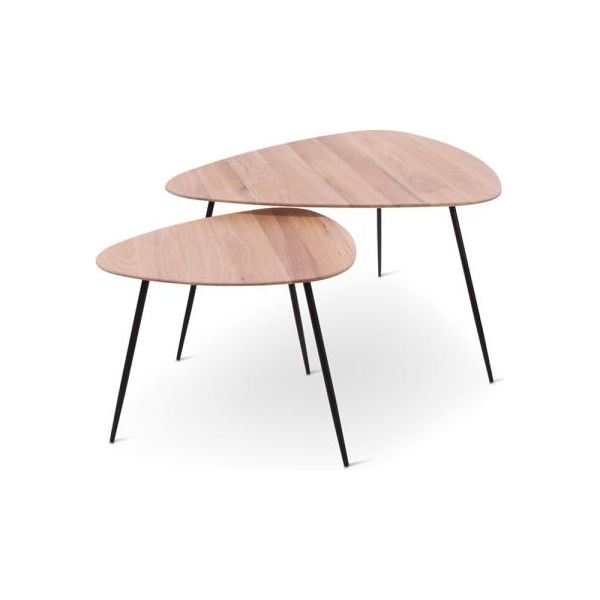 CODA side table 38 naturel, metal legs signal black