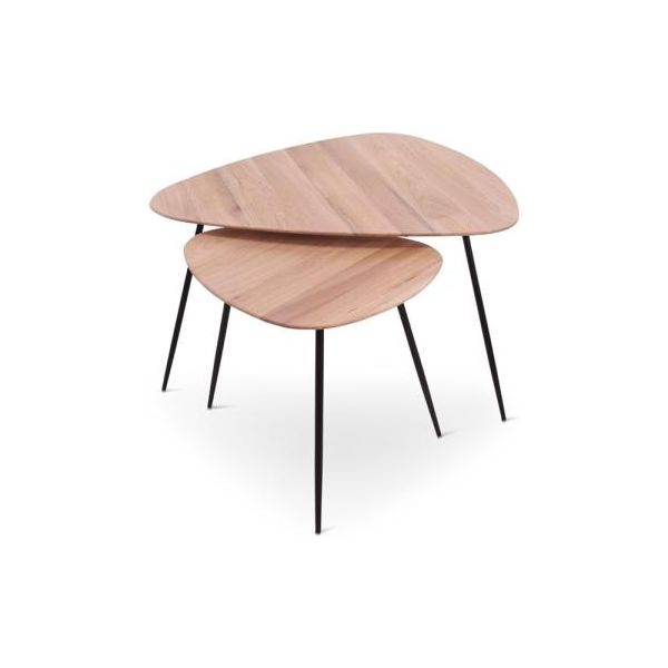 CODA side table 38 naturel, metal legs signal black