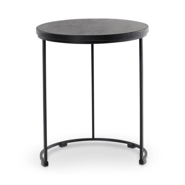 FARO side table d40 h48 oak black 2 cm, metal legs signal black