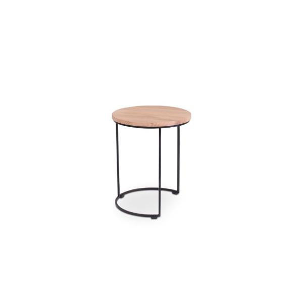 FARO side table d40 h48 oak naturel 2 cm, metal legs signal black