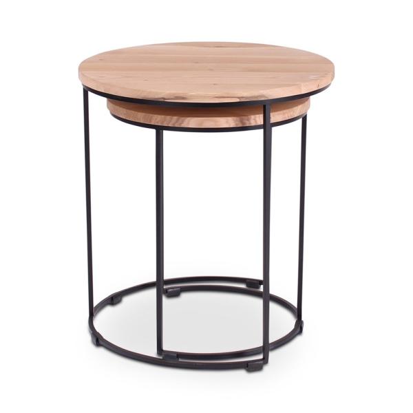 FARO side table d60 h36 oak black 2 cm, metal legs signal black