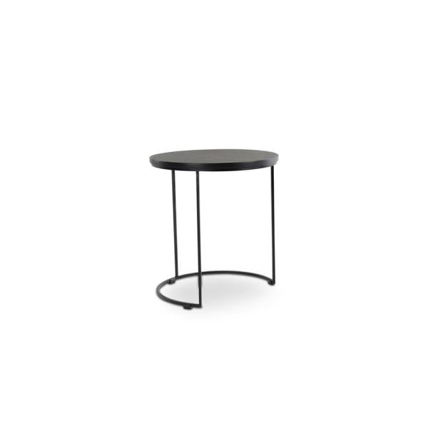 FARO side table d40 h48 oak black 2 cm, metal legs signal black
