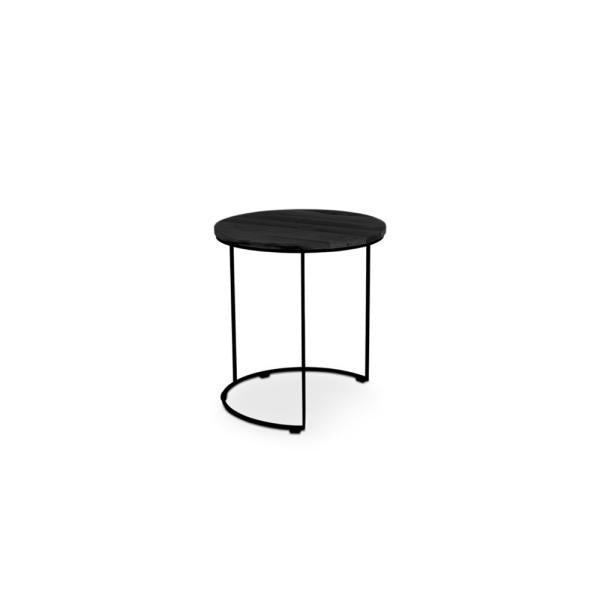 FARO side table d50 h54 oak black 2 cm, metal legs signal black
