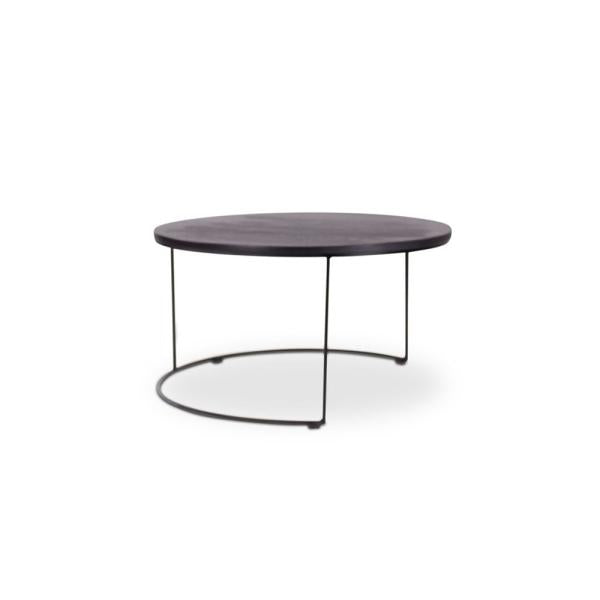 FARO side table d60 h36 oak black 2 cm, metal legs signal black