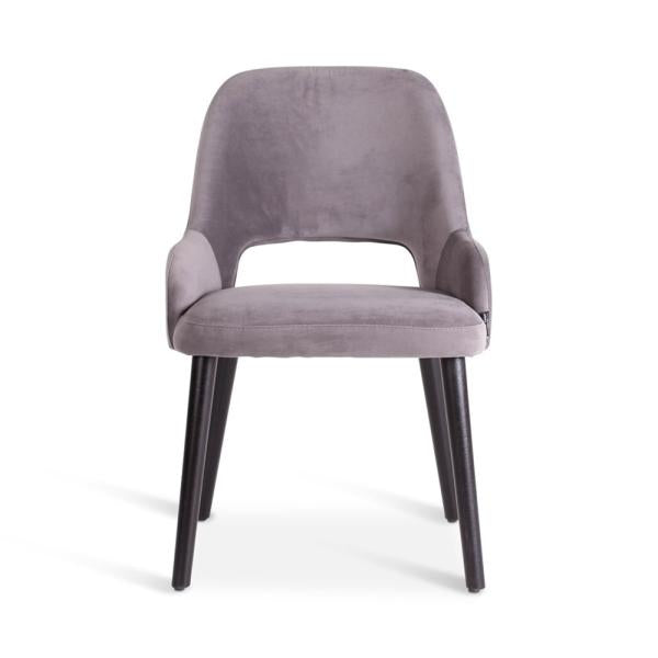 GIL armchair with round wooden legs
