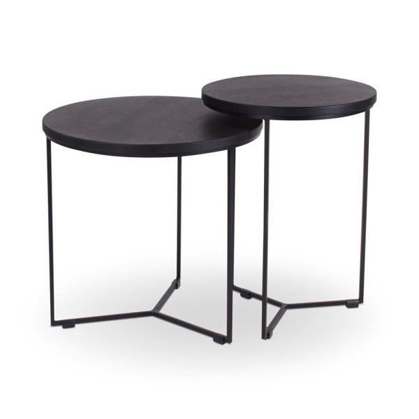 ISAK side table d40 h54 oak naturel 2 cm, metal leg signal black