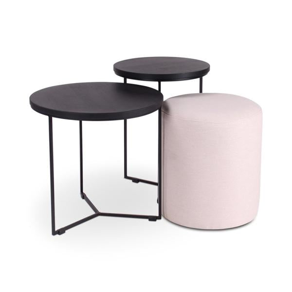 ISAK side table d40 h54 oak naturel 2 cm, metal leg signal black