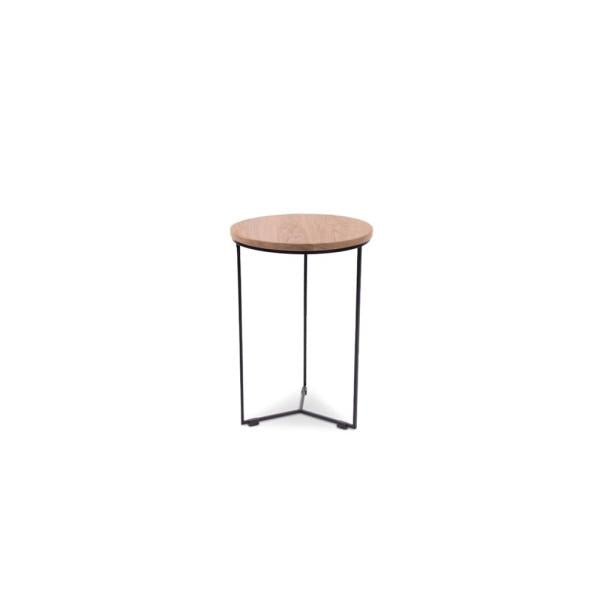 ISAK side table d40 h54 oak naturel 2 cm, metal leg signal black