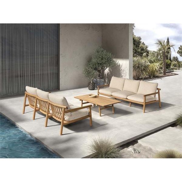 KURO 3-seater teak naturel incl cushions cream