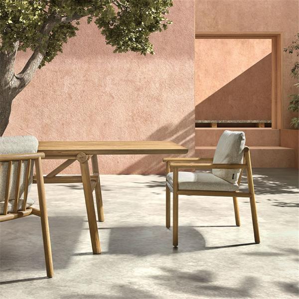 KURO armchair teak naturel incl cushions cream
