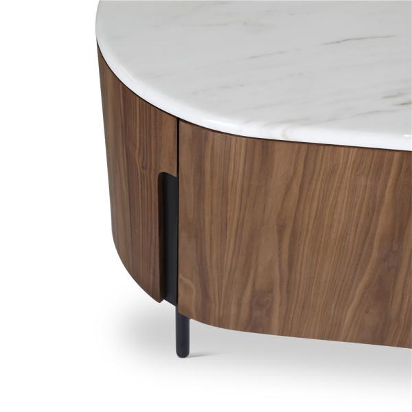 AMANDINE tv unit walnut, white marble top