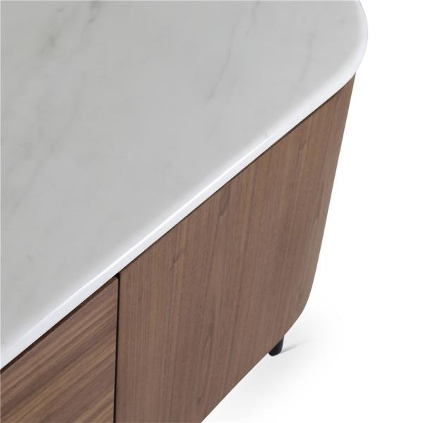 AMANDINE tv unit walnut, white marble top