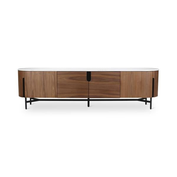 AMANDINE tv unit walnut, white marble top