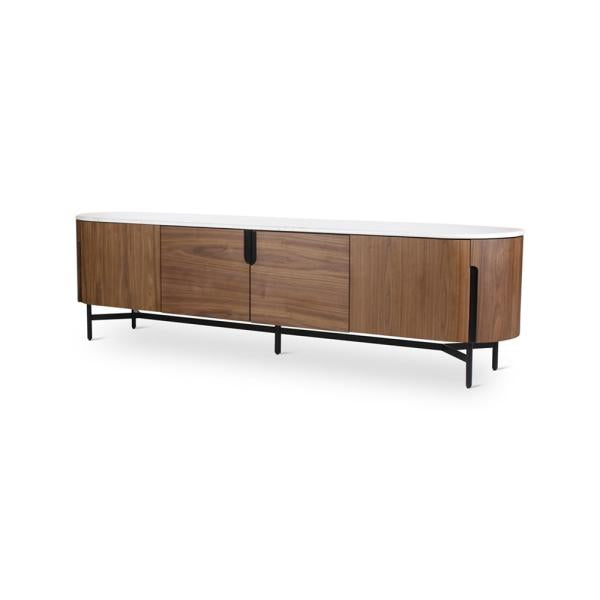 AMANDINE tv unit walnut, white marble top