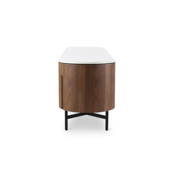 AMANDINE tv unit walnut, white marble top