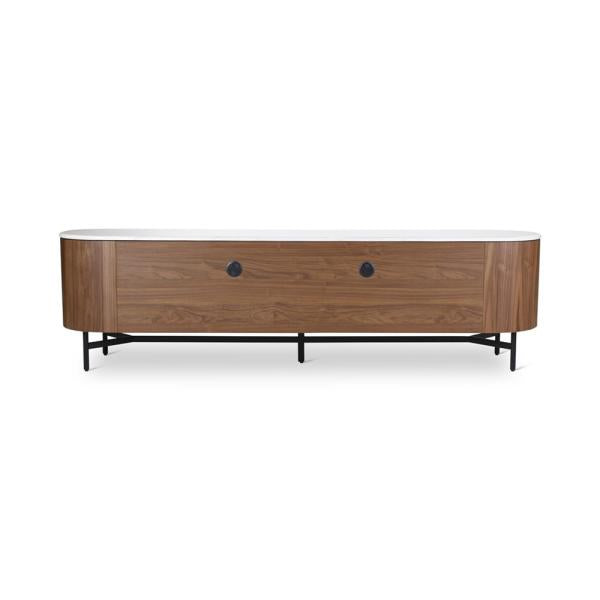 AMANDINE tv unit walnut, white marble top