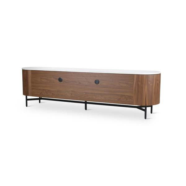 AMANDINE tv unit walnut, white marble top