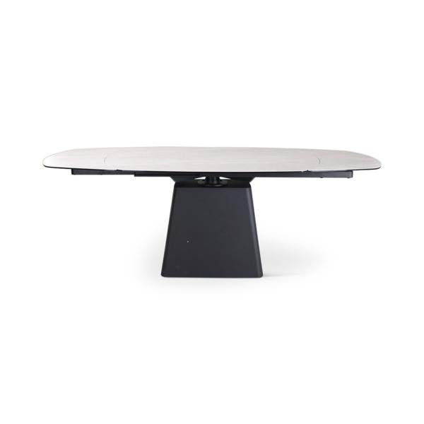 PICO extension table 140/220 ceramic beige, black metal leg