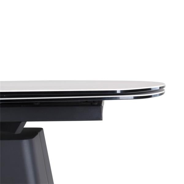 PICO extension table 140/220 ceramic beige, black metal leg