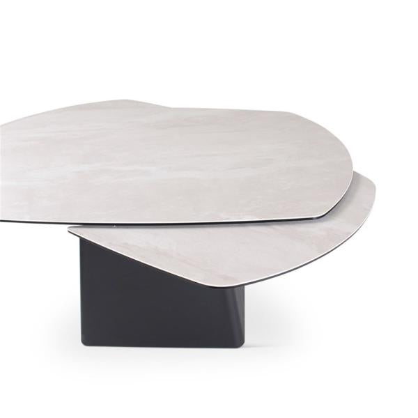 PICO extension table 140/220 ceramic beige, black metal leg