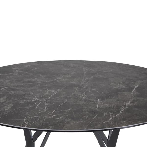 BOLETA extension table d130/200 ceramic stone, black metal leg