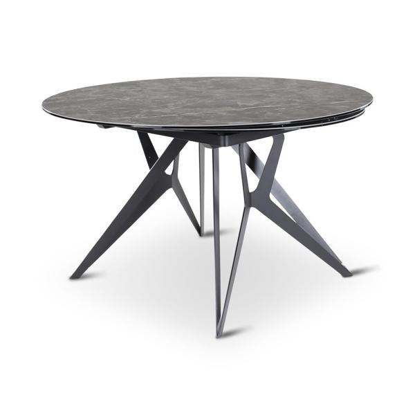 BOLETA extension table d130/200 ceramic stone, black metal leg