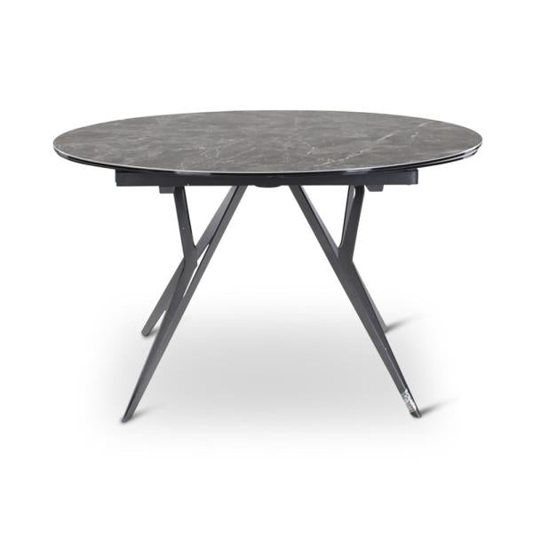 BOLETA extension table d130/200 ceramic stone, black metal leg