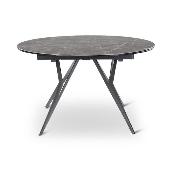 BOLETA extension table d130/200 ceramic stone, black metal leg