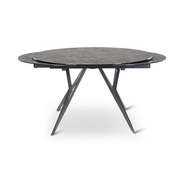 BOLETA extension table d130/200 ceramic stone, black metal leg