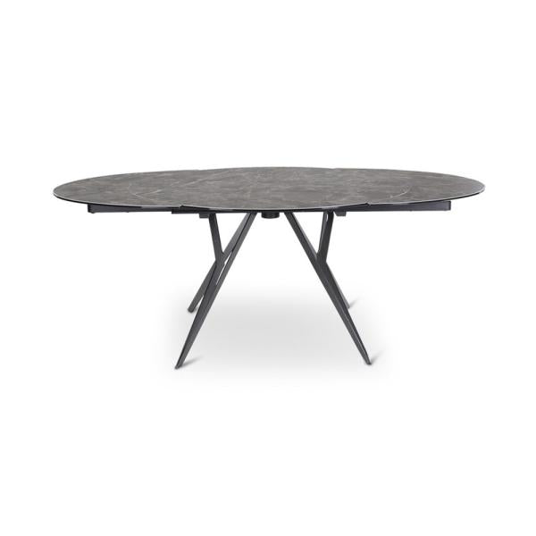BOLETA extension table d130/200 ceramic stone, black metal leg