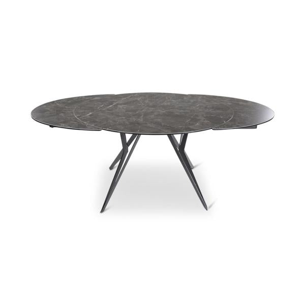 BOLETA extension table d130/200 ceramic stone, black metal leg