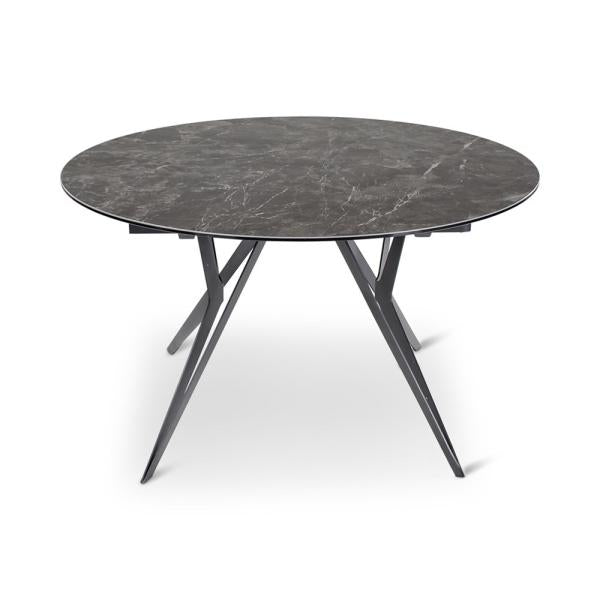 BOLETA extension table d130/200 ceramic stone, black metal leg