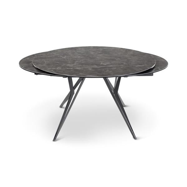 BOLETA extension table d130/200 ceramic stone, black metal leg