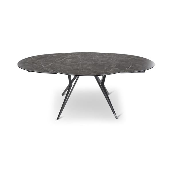 BOLETA extension table d130/200 ceramic stone, black metal leg