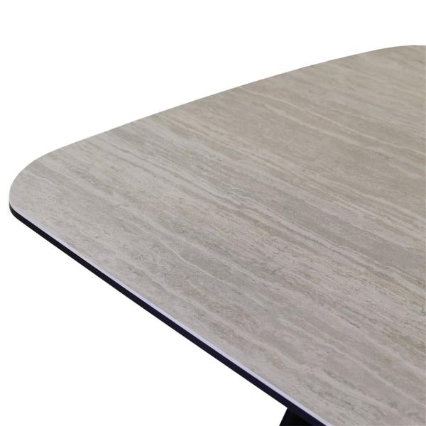BURANO extension table 200/300 ceramic travertin look, black metal leg