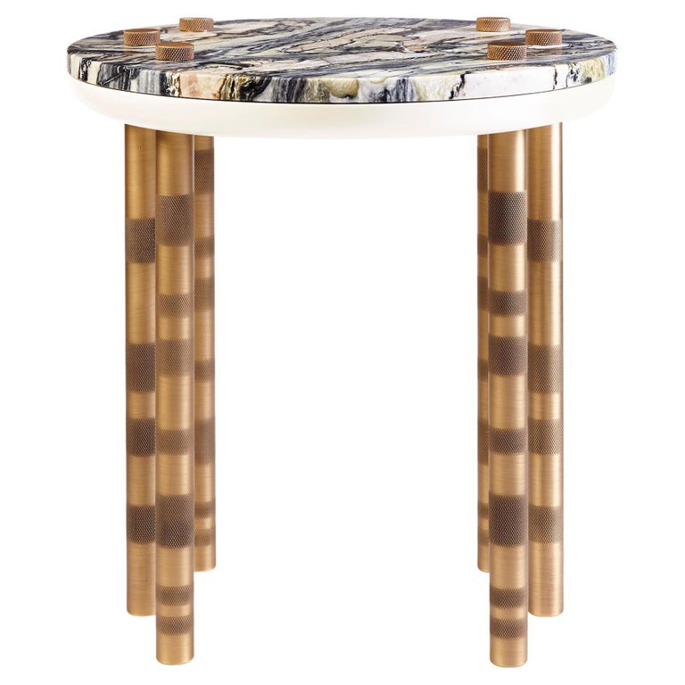 21st Century Ipanema Marble Side Table Brass and Marble Top | Modern Furniture + Decor