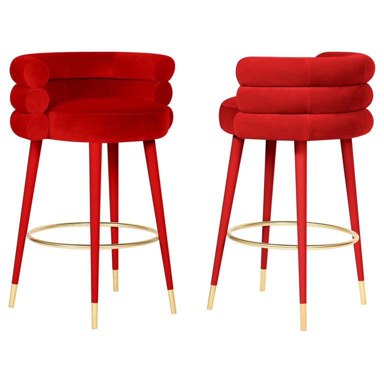 Pair of Red Marshmallow Bar Stool, Royal Stranger | Modern Furniture + Decor
