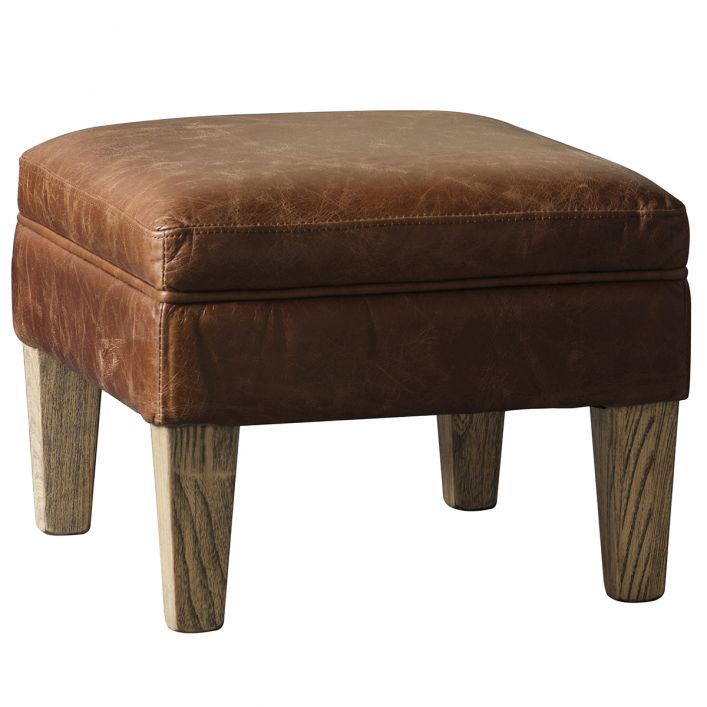 Mr. Paddington Stool Vintage Brown Leather | Modern Furniture + Decor