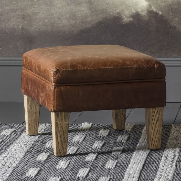 Mr. Paddington Stool Vintage Brown Leather | Modern Furniture + Decor