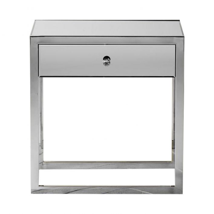 Cutler 1 Drawer Mirrored Side Table | Modern Furniture + Decor