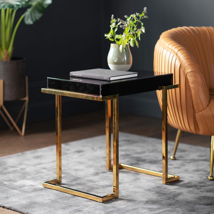 Delray Black Mirrored Side Table | Modern Furniture + Decor