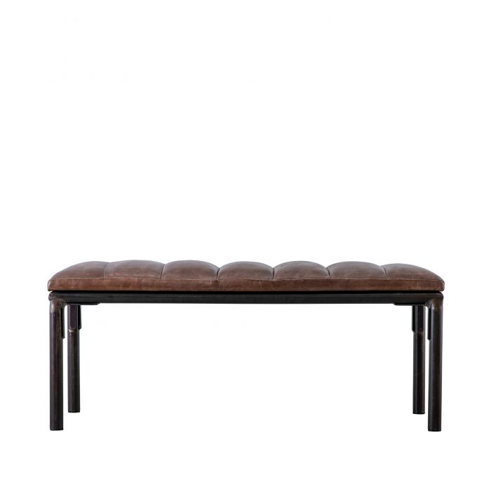 Tiverton Brown Leather Bench | Modern Furniture + Decor