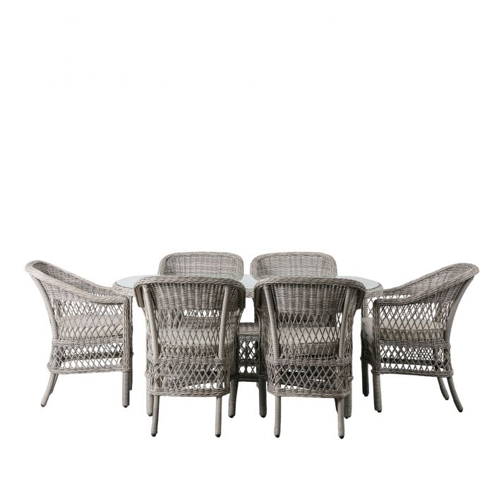 Menton 6 Seater Oval Dining Set Stone | Modern Furniture + Decor