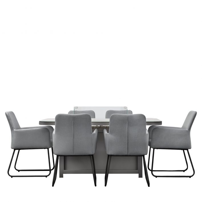 Elba Dining Set with Fire Pit Table | Modern Furniture + Decor