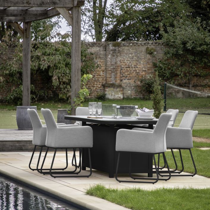 Elba Dining Set with Fire Pit Table | Modern Furniture + Decor
